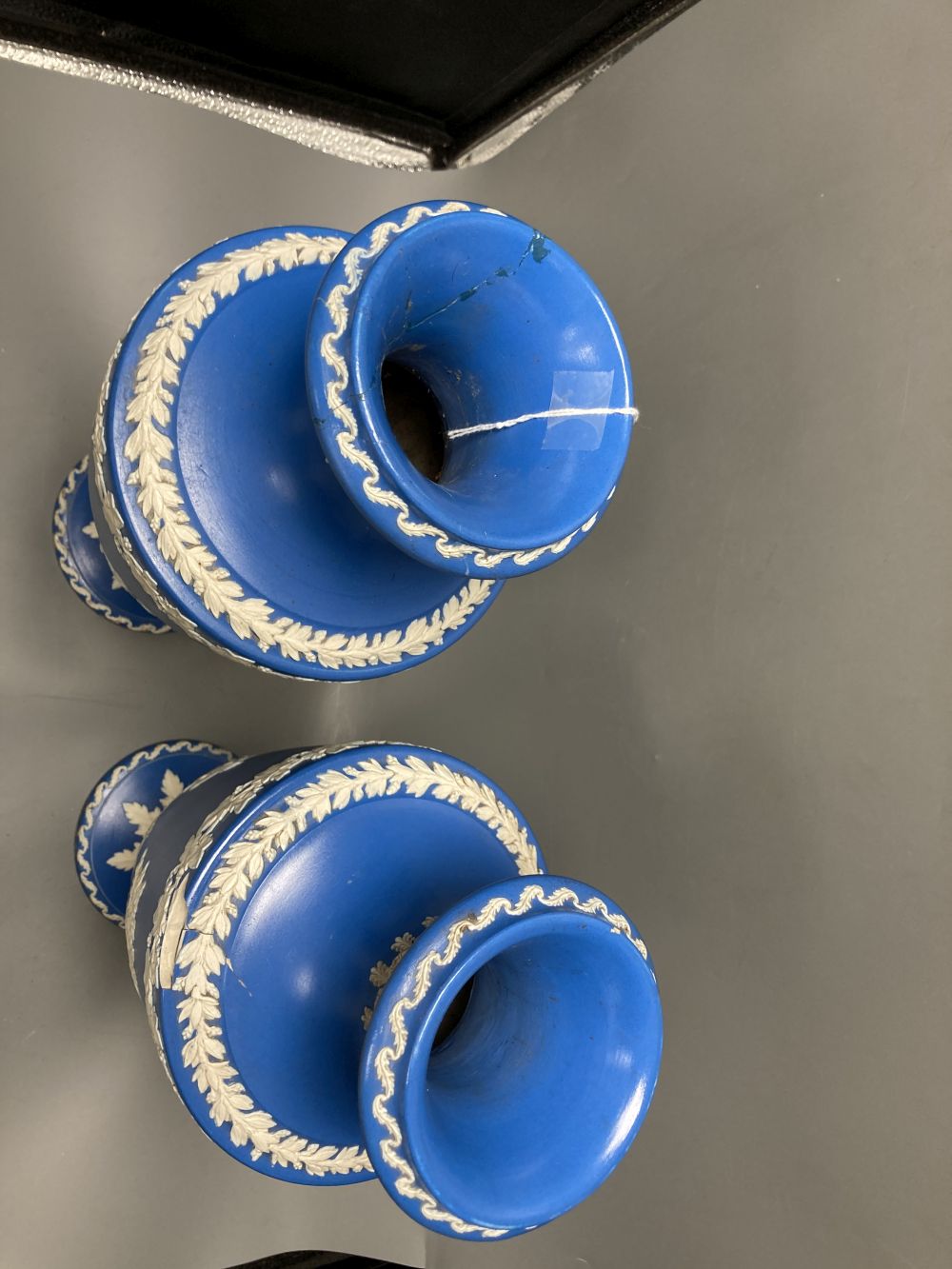 A pair of 19th century Dudson Bros blue jasper vases, height 38cm